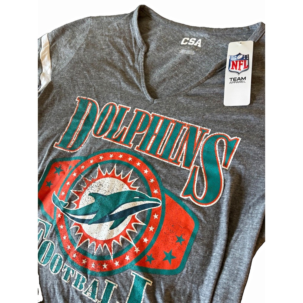 CSA Miami Dolphins NFL Gray T-Shirt women’s Size L Officially Licensed NWT